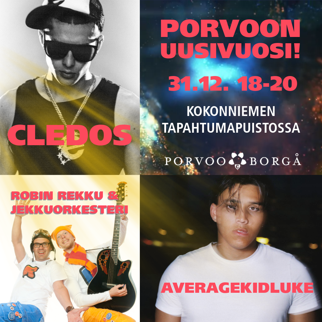 Porvoon uusivuosi 31.12. 18-20 Kokonniemen tapahtumapuistossa.