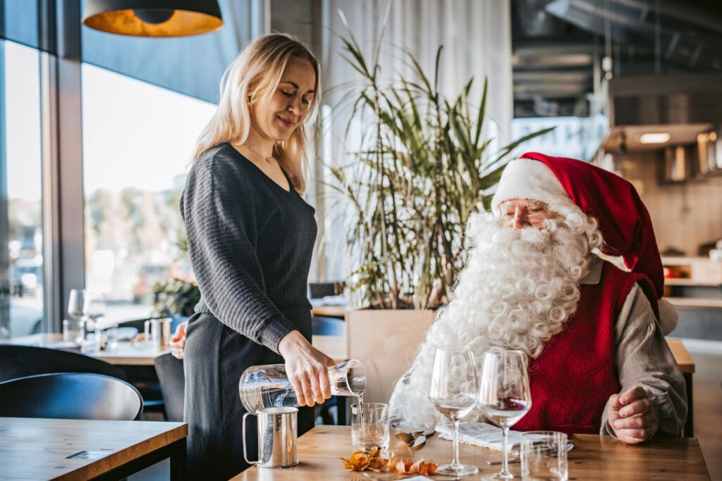 Santa Claus in restaurant